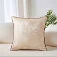 thumbnail image 2 of REGALWOVEN Tropical Leaf Jacquard Pillow Cover Set of 2 Velvet Soft Cushion Case with Hidden Zipper for Couch Sofa Bed Beige 18" x 18", 2 of 7