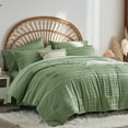 thumbnail image 6 of Flymme Green Bedding Comforter Set King Size 7 Pieces Bed in a Bag Boho Striped Comforter Set with Sheets Farmhouse Bed Set for All Season, 6 of 7