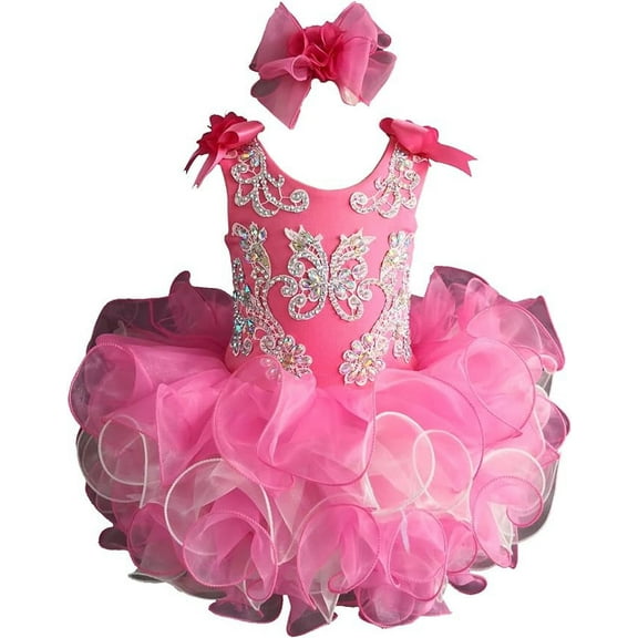 Jenniferwu G070B Infant Toddler Baby Newborn Little Girl's Pageant Party Birthday Dress bubblepink (as1, Age, 3_Months, 6_Months)