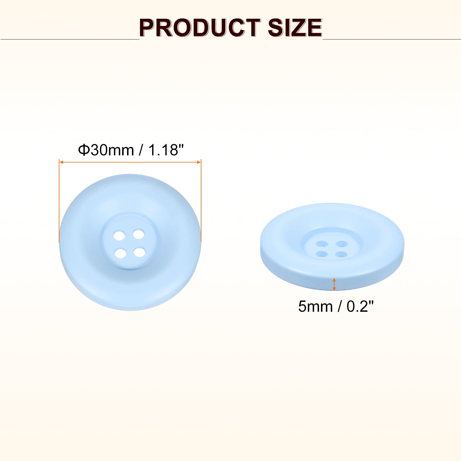 Uxcell 50pcs Sewing Button 30mm 4 Holes Resin Round Crafting Buttons, Blue