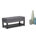 thumbnail image 3 of Simpli Home Saxon 43 inch Wide Transitional Rectangle Storage Ottoman Bench in Slate Grey Linen Look Fabric, 3 of 5