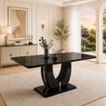 thumbnail image 2 of 63" Faux Marble Dining Table for 6 ,Sudica Faux Marble Dining Room MDF Table with U-Shaped Bracket Support, Black, 2 of 9