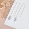 thumbnail image 2 of 925 Sterling Silver Moonstone Long Chain Earrings Hummingbird/Cat/Clover with June Birthstone Threader Earrings for Women, 2 of 10