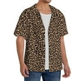 thumbnail image 2 of KLL Brown Leopard Print Men's Shirt Short Sleeve Button Down Summer Cuba Beach Shirts- Small, 2 of 5