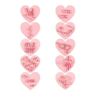10 Pieces Cookie Cutter Plastic Material Valentines Day Biscuit Cutter Cookie Mould Biscuit Mold Gift for Baking Lover