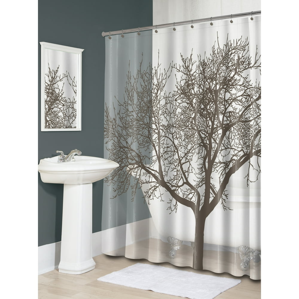 Splash Home Tree PEVA Shower Curtain, 72" x 70", Mocha