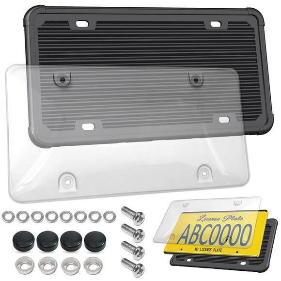 ZXFOOG Car License Plate Frame Cover- Clear Bubble Novelty Plate Cover with Silicone License Plate Frame for US Plate, Unbreakable Protector for Front or Back Rear License Plate Included Screws,Caps