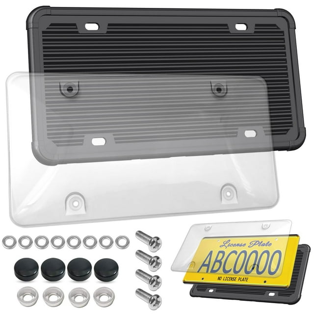 ZXFOOG Car License Plate Frame Cover- Clear Bubble Novelty Plate Cover with Silicone License Plate Frame for US Plate, Unbreakable Protector for Front or Back Rear License Plate Included Screws,Caps