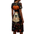 thumbnail image 5 of Halloween A Line Dresses for Women Short Sleeve V-Neck Casual Dress Halloween Gift, 5 of 5