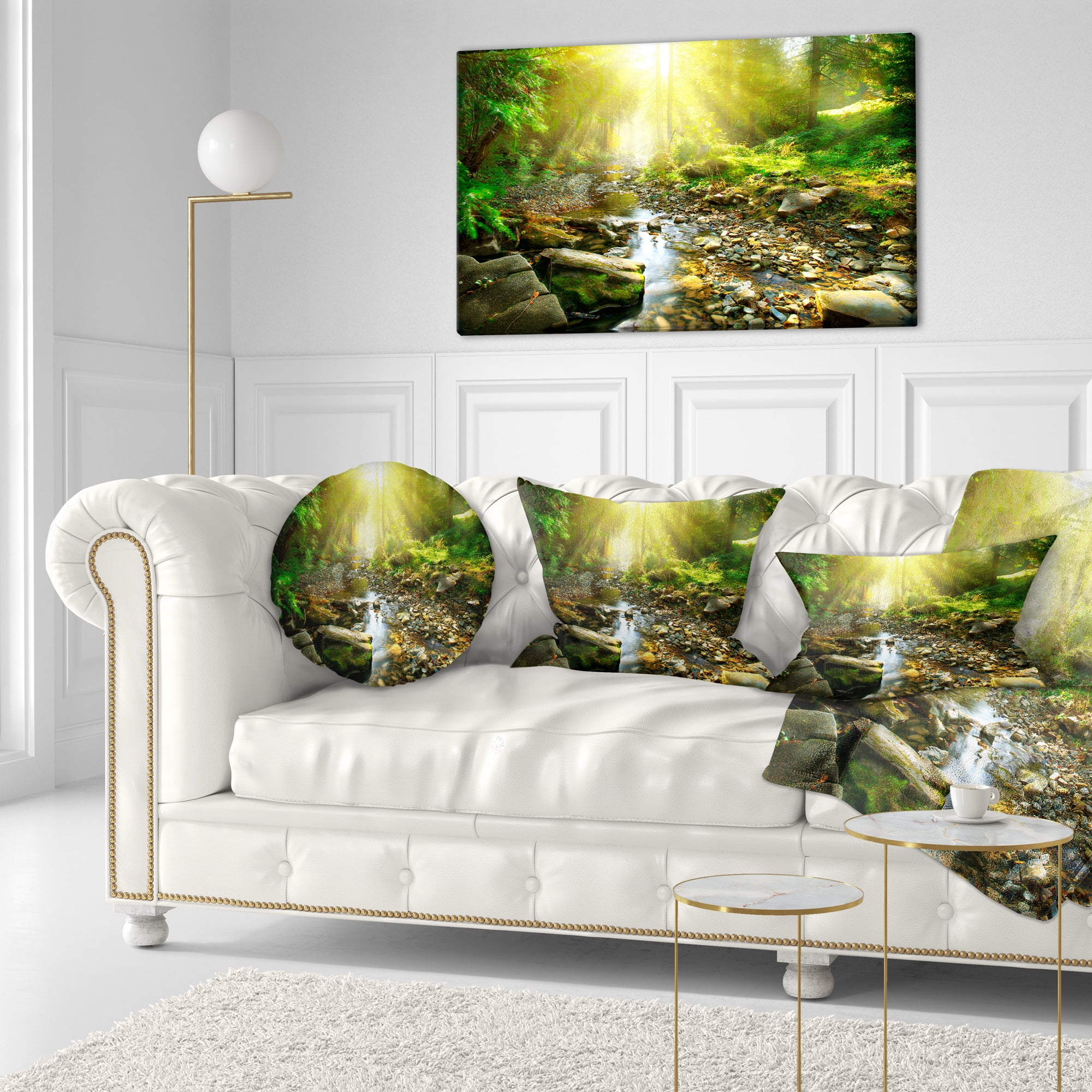 Designart 'Mountain Stream in Forest ' Landscape Photography Canvas Print