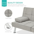 thumbnail image 6 of Best Choice Products Modern Linen Convertible Futon Sofa Bed w/ Removable Armrests, Metal Legs, Cupholders - Light Gray, 6 of 8