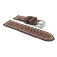 thumbnail image 2 of Bandini 22mm Mens Italian Leather Watch Band Strap - Brown - Double Stitch - Stainless Steel Buckle, 2 of 5