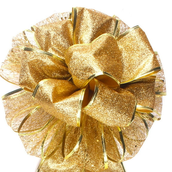 ELAYARD Plastic Bowknot Bouquet for Tree Topper Golden 1Pcs 9.8x17.7x2in