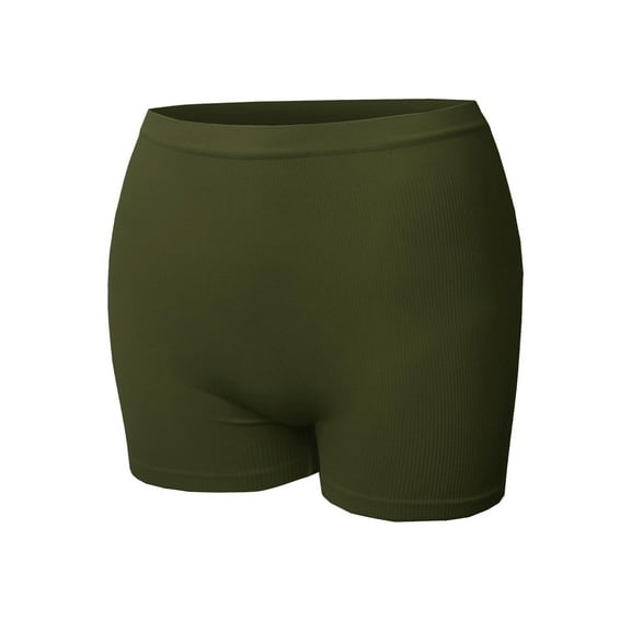 FashionOutfit Women's Daily Basic Seamless Lightweight Ribbed Biker Shorts