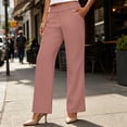thumbnail image 2 of Hurxie Work Pants for Women Wide Leg Dress Pants Palazzo Business Casual Outfits Office Slacks with Pockets Button Stretchy Rose Gold,XL, 2 of 6