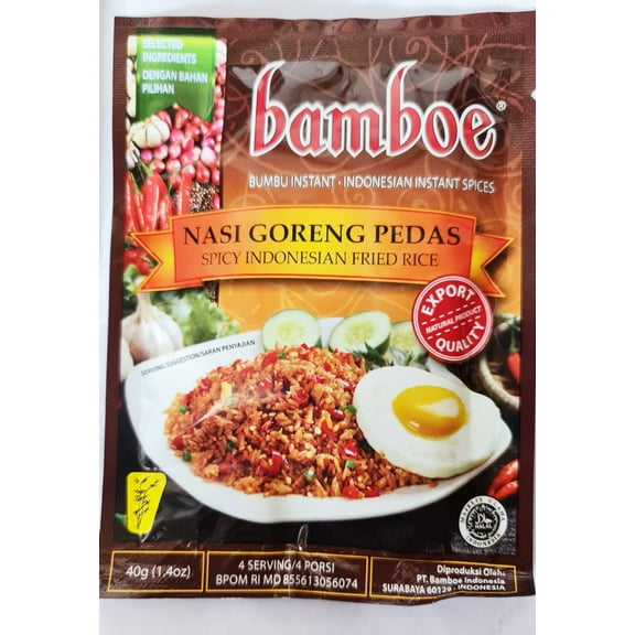 Bamboe - Nasi Goreng Pedas/Spicy Indonesian Fried Rice - 6 x 1.4 oz - Product of Indonesia by Bamboe