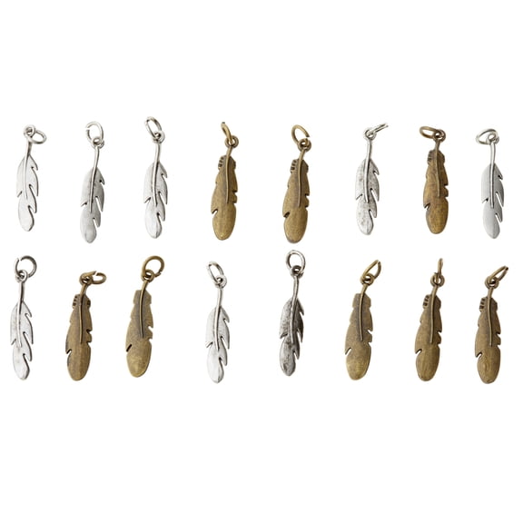 12 Packs: 16 ct. (192 total) Charmalong Feather Charms by Bead Landing