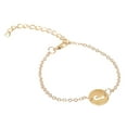thumbnail image 1 of Pulsera Inicial 18K chapado en oro de acero inoxidable Letra pulsera delicada pulsera del encanto del nombre del disco para las mujeres niñas, 1 of 3