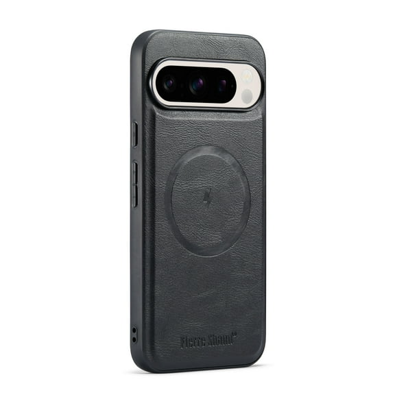 Allytechgroup Magnetic Case for Google Pixel 8, Compatible with Magsafe & Car Mount Slim Fit Premium PU Leather Durable Anti-Scratch Retro Phone Case for Women Men, Black