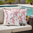 thumbnail image 5 of Spring Flower Pillow Covers 2 Pack Watercolor Pink Cherry Blossom Floral Butterfly Pillowcase Waterproof Outdoor Throw Pillow Cover for Patio Garden Square Cushion 26”x26”, 5 of 9