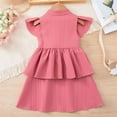 thumbnail image 5 of hengsof Girls Flutter Sleeve Dress Toddler Elegant Ruffle Button Down Casual Dresses, 5 of 8