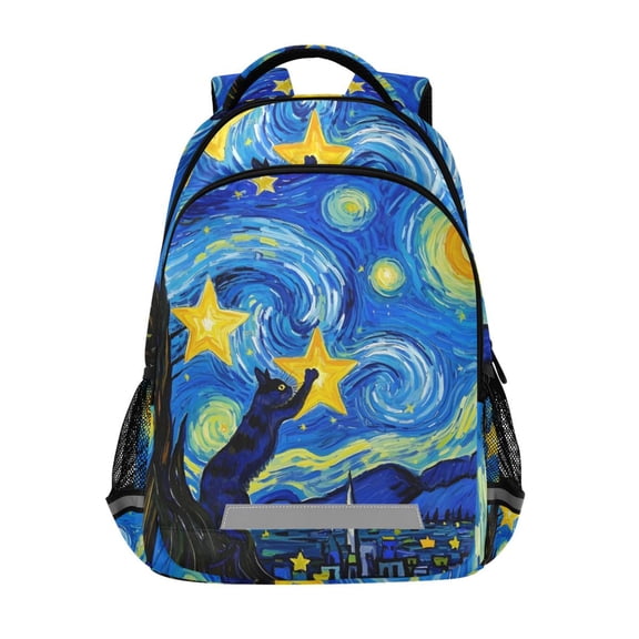 ALAZA Cat Starry Night Backpack Elementary School Bag Bookbag Travel Rucksack