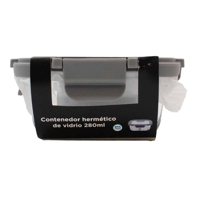 Contenedor Hometrends de Vidrio Hermético Diseño Cuadrado 280 ml