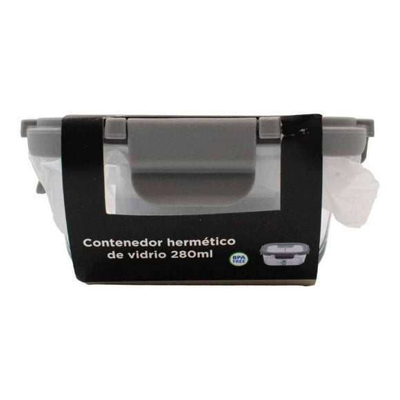 Contenedor Hometrends de Vidrio Hermético Diseño Cuadrado 280 ml