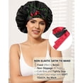 thumbnail image 4 of Double Layer Satin Hair Bonnet with Tie Band, Reversible Silk Sleep Cap, Soft Breathable Night Hair Wrap for Curly Natural Hair Daily Hair Care, 4 of 8