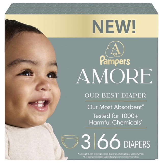 Pañales Pampers Amore talla 3 (6-12 kg) 66 unidades hipoalergénicos