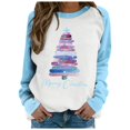 thumbnail image 5 of Fiaer Women Sweatshirts Christmas Plus Size Long Sleeve Pullovers Crew Neck Funny Graphic Loose Fit Casual Trendy Tops Light Blue XXL, 5 of 5
