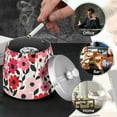 thumbnail image 4 of Yayeee Ashtray with Lid for Cigarette Smokeless Stainless Steel Home Ash Holder, Pink and Red Flowers, 4 of 7