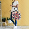 thumbnail image 4 of FORMRS Womens Canvas Tote Bag with Zipper Inner Pocket Shoulder Handbag, Colorful Floral Pattern, 4 of 7