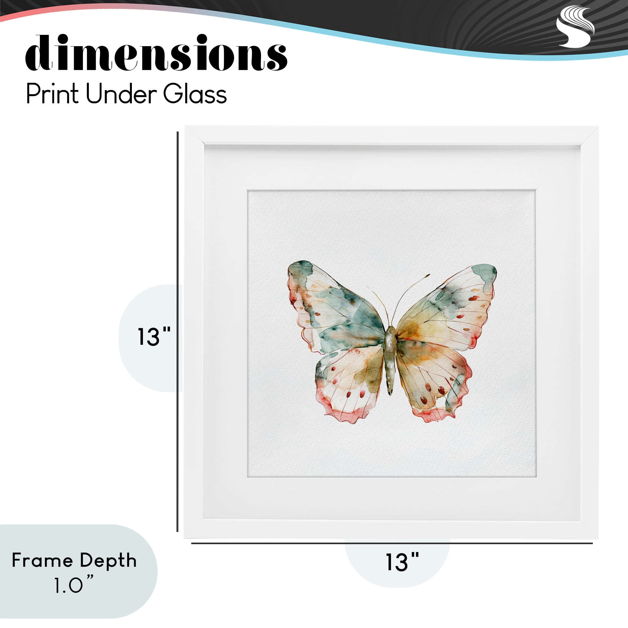 Stupell Industries Muted Watercolor Butterfly White Framed Print Under Glass, design by Kim Allen
