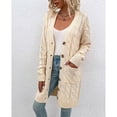 thumbnail image 3 of SWSMCLT Women's Long Sleeve Cardigan Sweater Deep V Neck Button Long Outerwear Knit Winter Soft Fall Fashion Warm Beige X-Large, 3 of 4