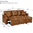 thumbnail image 6 of Leumius L Shaped Sectional Sofa with Pull Out Bed and Storage Chaise, 3 Seater Sectional Couch Convertible Sofa Bed for Small Space, Apartment & Guest Room, Light Brown, 6 of 11