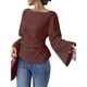 thumbnail image 1 of Camisas de Larga para Mujer, Tops Cortos de Otoño, Cuello Informal, Mangas Acampanadas, Acanalados, con Cordones, Ropa Y2K Café XXL, 1 of 8