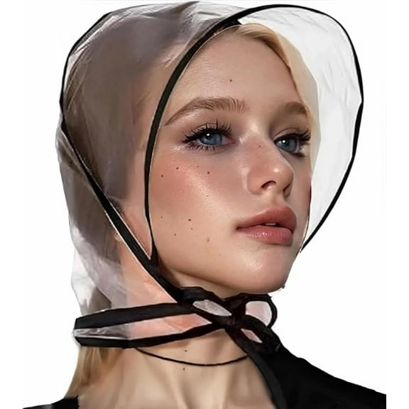 2 Pcs Women's Rain Bonnet with Visor Clear Waterproof Rain Bonnet Plastic Rain Hat for Women (Extra Thick)