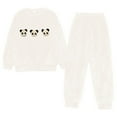 thumbnail image 4 of CONZONE Womens Pajamas Sets Flannel 2 Peice Pjs Set Long Sleeve Thick Sleepwear Tops Long Pants Panda Graphic Soft Fall Winter Nightwear Loungewear for Lady, 4 of 5