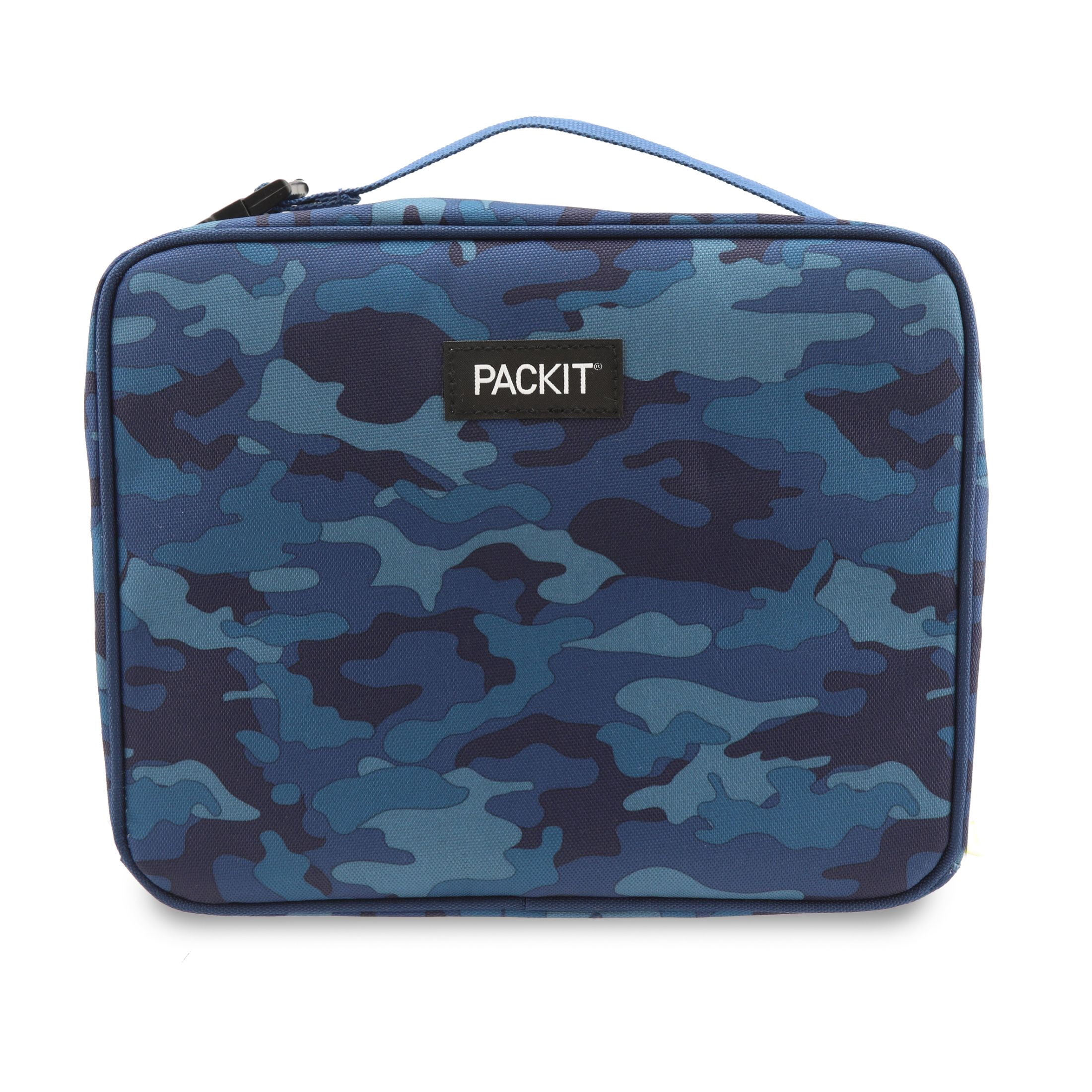 PackIt Freezable Classic Lunch Box, Unisex Blue Camouflage, BPA Free, Non Toxic Polycanvas, Reusable Lunch Boxes, 1 Count