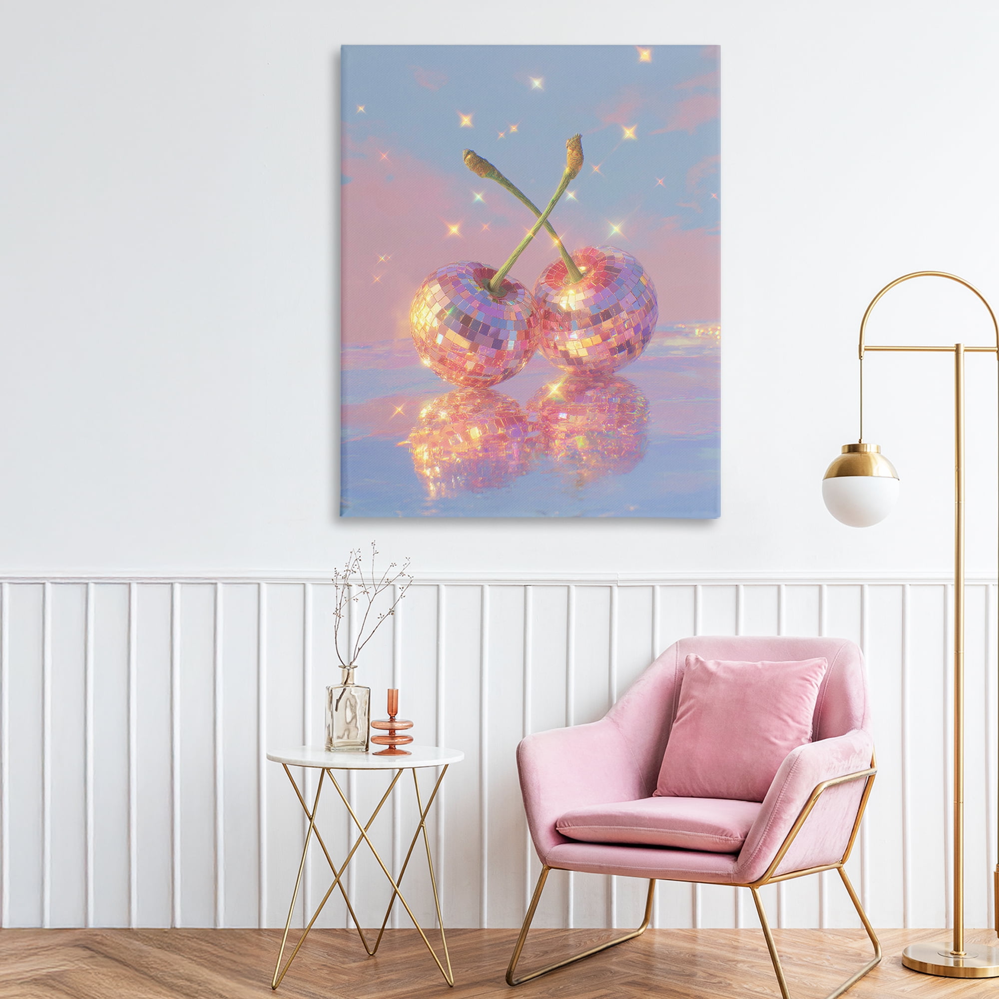 Disco Cherry Reflection Canvas Wall Art, design by Ziwei Li