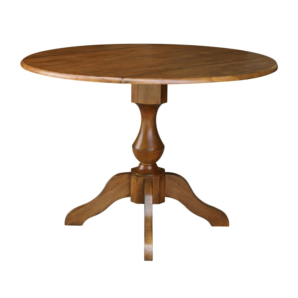 42" Round Dual Drop Leaf Pedestal Table 30.3"H Pecan