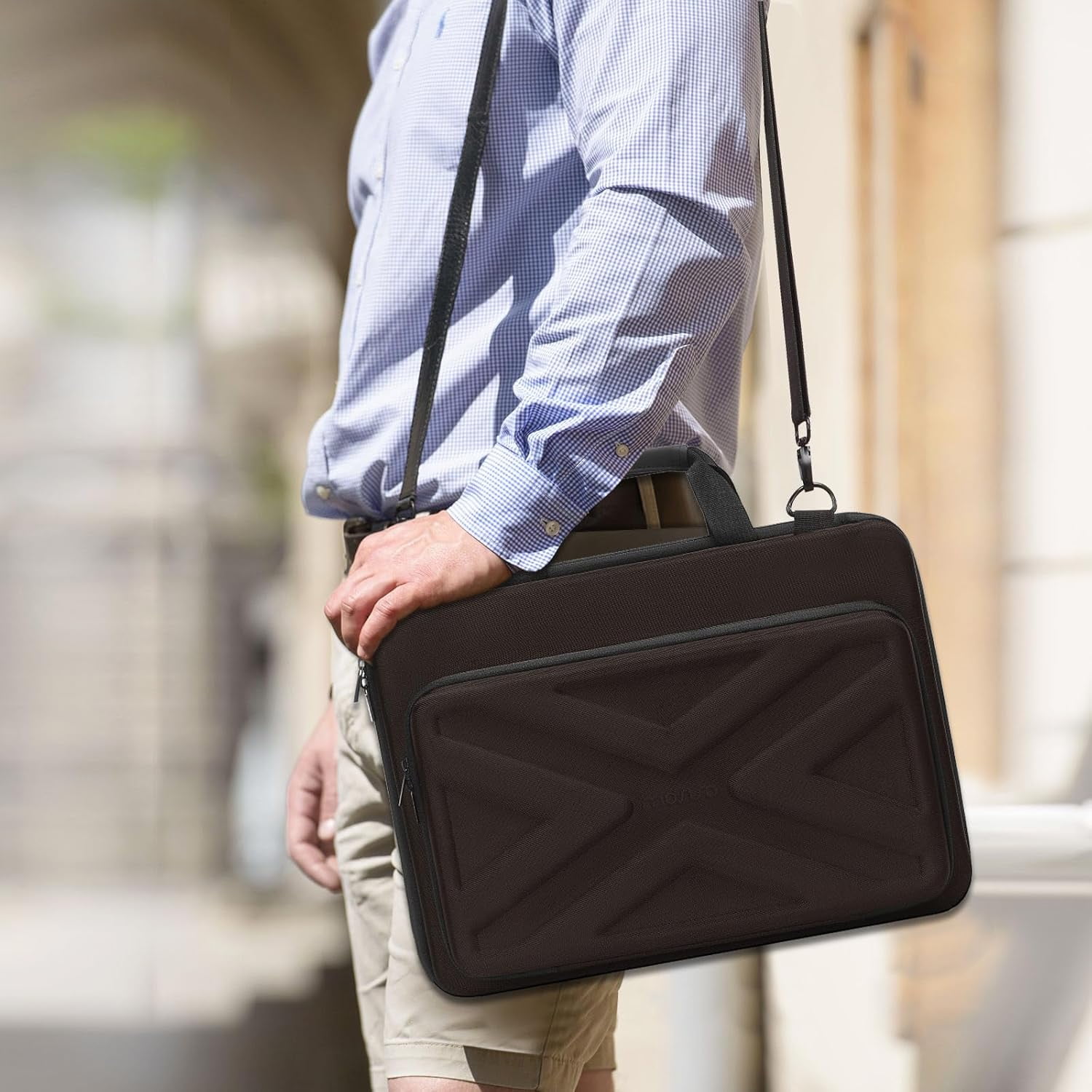 MOSISO Hard Shell Laptop Case for Men Women,15-15.6 inch Computer Bag Compatible with MacBook, HP, Dell, Lenovo, Asus, Notebook,13.3 inch Laptop Bag with Front Pocket & Shoulder Strap