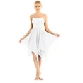 thumbnail image 4 of TTAO Women's Elegant Modern Lyrical Dance Costume Asymmetric High Low Ballet Dancing Dress Dancewear White S, 4 of 7