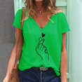 thumbnail image 2 of T-Shirt à Col en V d'Été Décontracté pour Femmes, Imprimé, à Manches Courtes, 2 of 3
