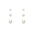 thumbnail image 3 of 3 Pair Cubic Zirconia Stud Earrings Set - Classic Round Crystal Studs in Gold Tone Jewelry Earring Gold, 3 of 7