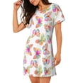 thumbnail image 2 of Gaeub colored butterflies Print Women's Short-Sleeved Nightdress,Loose Comfy Pajama Sleepwear,Summer Night-dresses for Women, 2 of 6