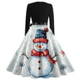 thumbnail image 4 of Christmas Dresses for Women Women's Casual Fashion Printed Retro Square Neck Long Sleeve Dress with AI Christmas Print for Holiday Party,White,2XL, 4 of 4