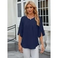 thumbnail image 2 of Anbech Women's 3/4 Sleeve Chiffon Blouse Shirt 2024 Trendy O-Neck Flowy Elegant Business Casual Tshirt, 2 of 8