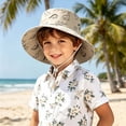 thumbnail image 2 of Krdevn Cartoon Dinosaur Print Kids Wide Brim Sun Hat Adjustable Chin Strap Beach Cap for Toddler Boys Girls, 2 of 4